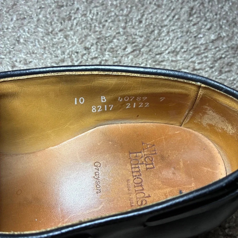 Allen Edmonds Grayson Leather Tassel Loafers Mens 10 B Black Preppy Business